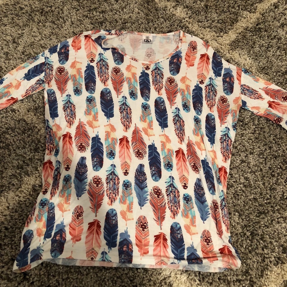 Agnes & Dora Jewel Toned Feather Dolman Tunic
